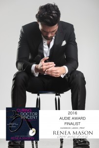 Curing Doctor Vincent Audie Award man in tuxedo looking down while sitting on a stool,